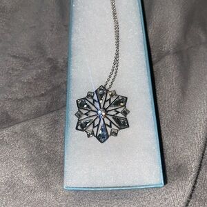 Touchstone Crystal Silver and Blue Starburst Necklace